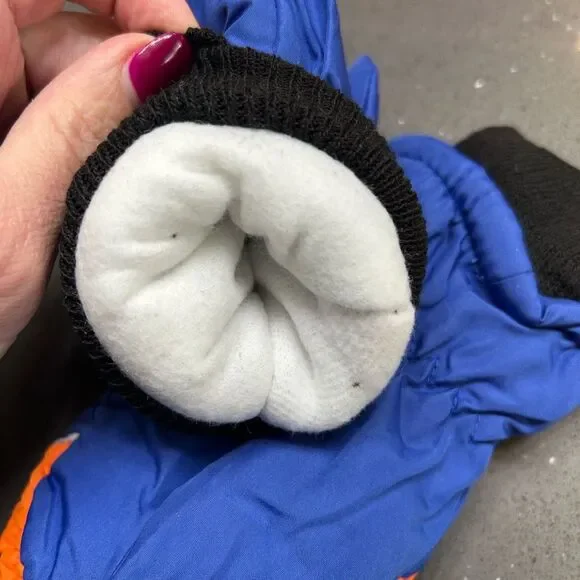 Blue and Orange Mittens with Snowflake Design - Picture 5 of 6